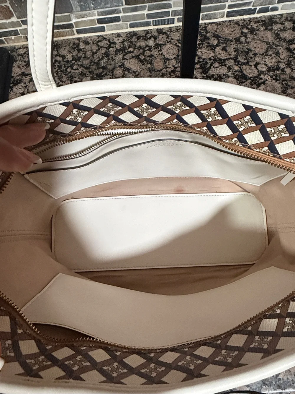 Tory Burch Geo Logo Canvas Tote Bag
